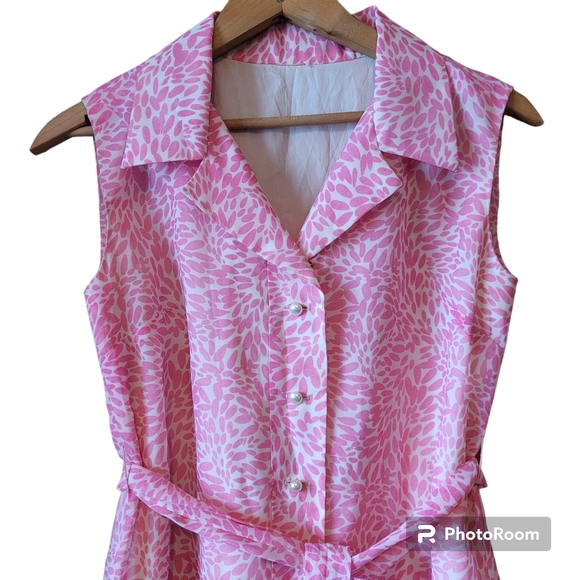 Vintage 1960s Sheer Nancy Dress pink and white floral print - Picture 5 of 7